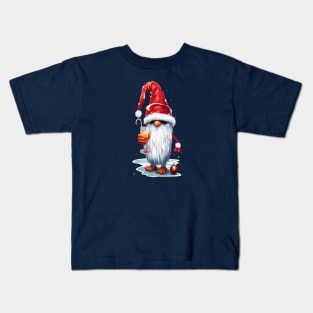 Festive Christmas Gnome Gonk Holding A Glass Of‎ Mimosa Cocktail Kids T-Shirt